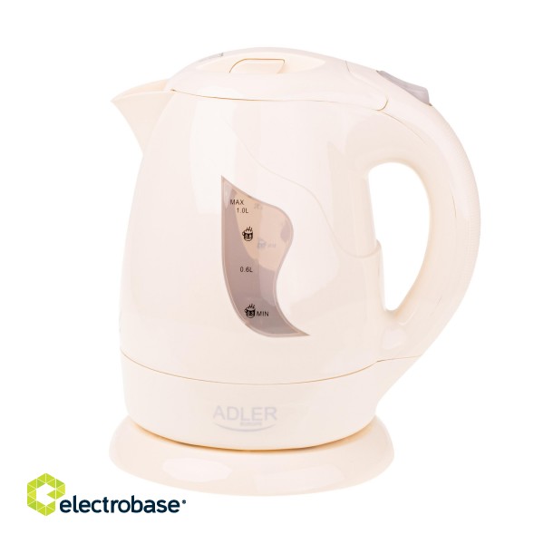 Adler | Kettle | AD 08 b | Standard | 850 W | 1 L | Plastic | 360° rotational base | Beige image 1