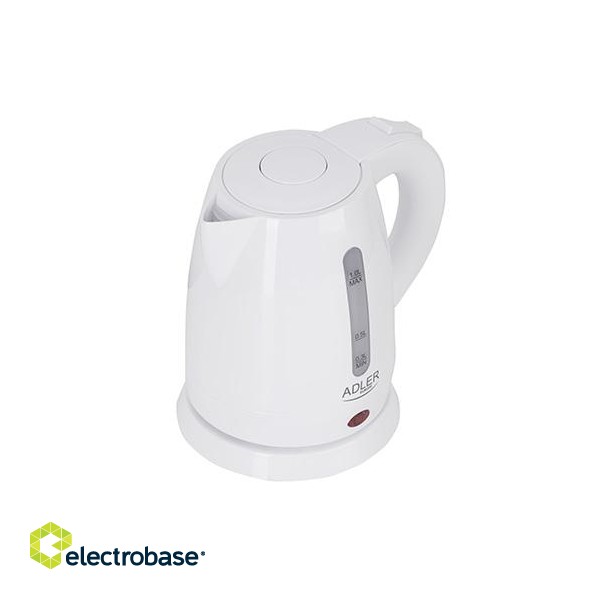 Adler | Kettle | AD 1272 | Electric | 1600 W | 1 L | Stainless steel/Polypropylene | 360° rotational base | White фото 1