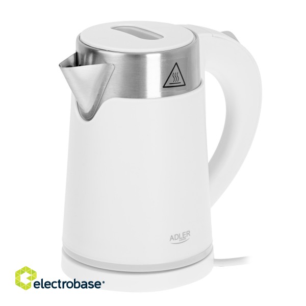 Adler | Kettle | AD 1372 | Electric | 800 W | 0.6 L | Plastic/Stainless steel | 360° rotational base | White фото 3