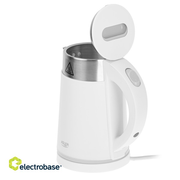 Adler | Kettle | AD 1372 | Electric | 800 W | 0.6 L | Plastic/Stainless steel | 360° rotational base | White фото 4