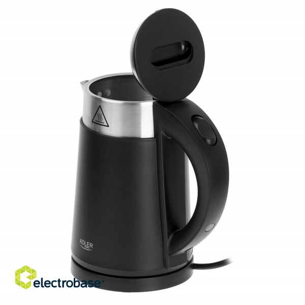 Adler | Kettle | AD 1372 | Electric | 800 W | 0.6 L | Plastic/Stainless steel | 360° rotational base | Black paveikslėlis 4