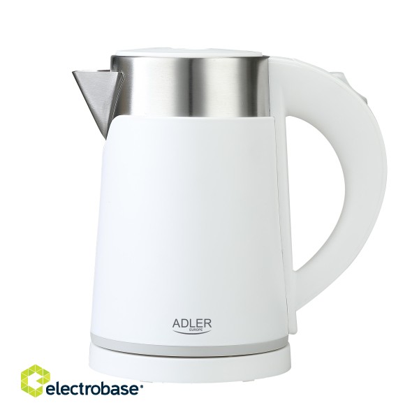 Adler | Kettle | AD 1372 | Electric | 800 W | 0.6 L | Plastic/Stainless steel | 360° rotational base | White фото 1