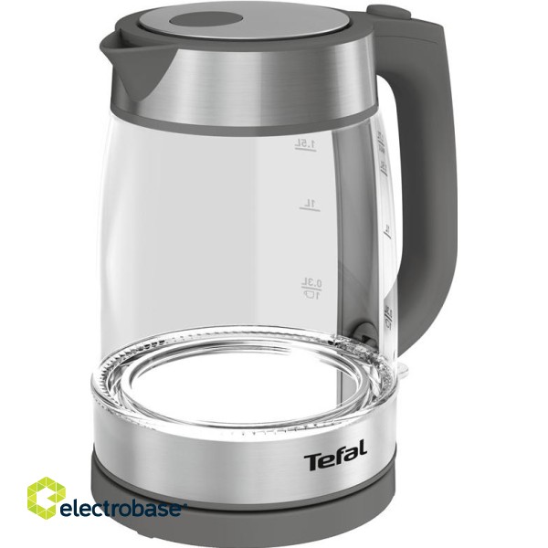 TEFAL | Kettle | KI740B30 | Electric | 2200 W | 1.7 L | Glass | 360° rotational base | Grey image 1