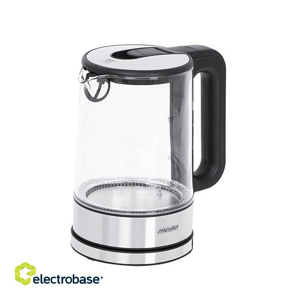 Mesko | Kettle | MS 1301b | Electric | 1850 W | 1.7 L | Glass/Stainless steel | 360° rotational base | Black image 3