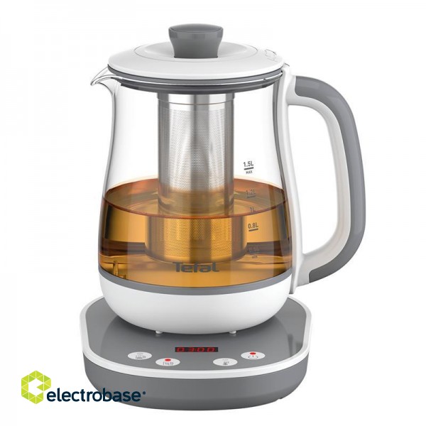 TEFAL Tastea Kettle | BJ551B10 | Tea Kettle | 1400 W | 1.5 L | Glass | 360° rotational base | Grey/White image 1