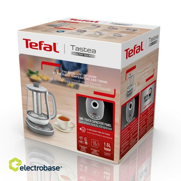TEFAL Tastea Kettle | BJ551B10 | Tea Kettle | 1400 W | 1.5 L | Glass | 360° rotational base | Grey/White image 3