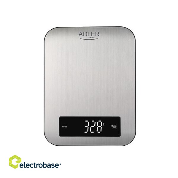 Adler | Kitchen scale | AD 3174 | Maximum weight (capacity) 10 kg | Graduation 1 g | Display type LED | Inox фото 1