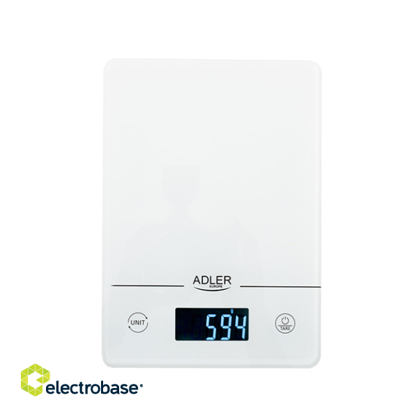 Adler | Kitchen scales | AD 3170 | Maximum weight (capacity) 15 kg | Graduation 1 g | Display type LCD | White paveikslėlis 2