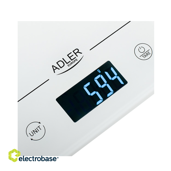 Adler | Kitchen scales | AD 3170 | Maximum weight (capacity) 15 kg | Graduation 1 g | Display type LCD | White paveikslėlis 3
