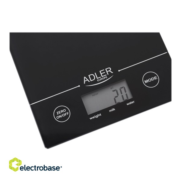 Adler | Kitchen scales | Adler AD 3138 | Maximum weight (capacity) 5 kg | Graduation 1 g | Display type LCD | Black image 6