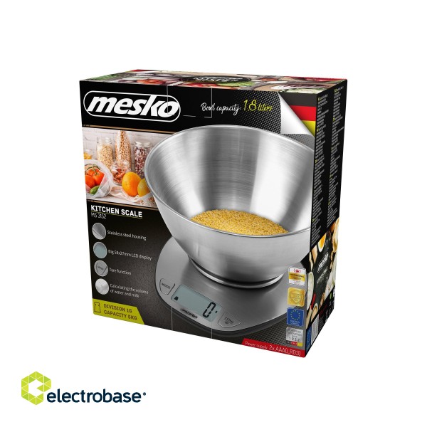 Mesko | Kitchen Scale | MS 3152 | Maximum weight (capacity) 5 kg | Graduation 1 g | Display type LCD | Stainless steel фото 9