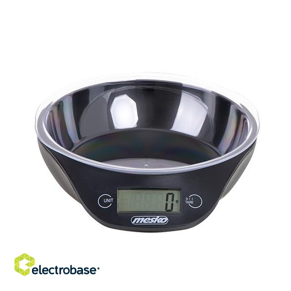 Mesko | Kitchen scale with a bowl | MS 3164 | Maximum weight (capacity) 5 kg | Graduation 1 g | Display type LCD | Black image 1