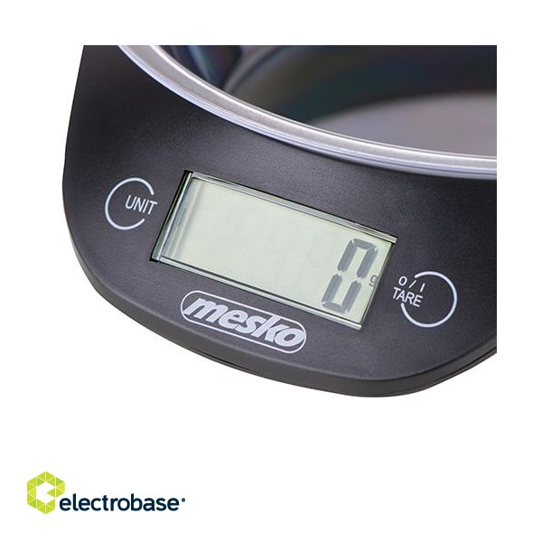 Mesko | Kitchen scale with a bowl | MS 3164 | Maximum weight (capacity) 5 kg | Graduation 1 g | Display type LCD | Black image 2