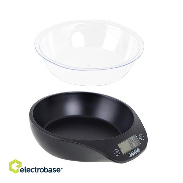 Mesko | Kitchen scale with a bowl | MS 3164 | Maximum weight (capacity) 5 kg | Graduation 1 g | Display type LCD | Black image 3