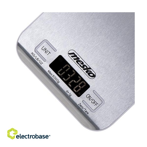 Mesko | Kitchen scale | MS 3169 white | Maximum weight (capacity) 5 kg | Graduation 1 g | Display type | Inox/White image 3
