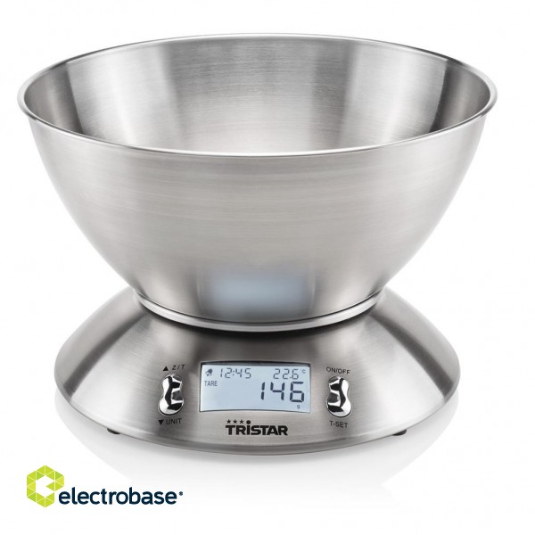 Tristar | Kitchen scale | KW-2436 | Maximum weight (capacity) 5 kg | Graduation 1 g | Display type LCD | Metal steel фото 1