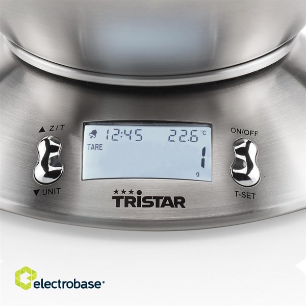 Tristar | Kitchen scale | KW-2436 | Maximum weight (capacity) 5 kg | Graduation 1 g | Display type LCD | Metal steel фото 7
