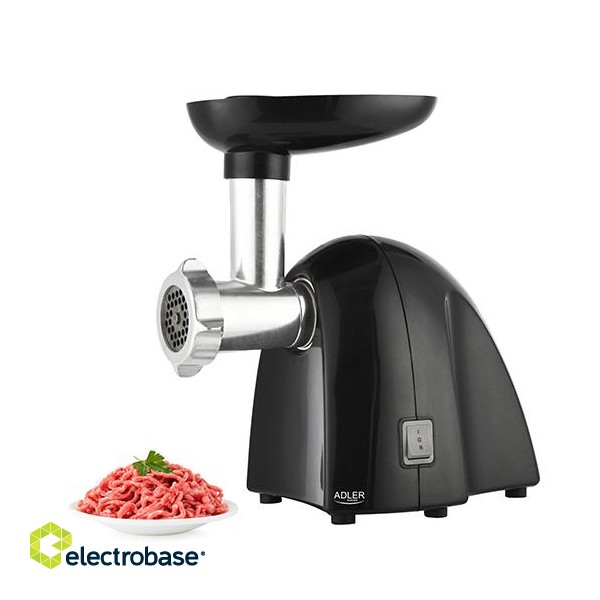 Adler | Meat mincer | AD 4811 | Black | 600 W | Number of speeds 1 | Throughput (kg/min) 1.8 | 3 replaceable sieves: 3mm for grinding poppies and preparing meat and vegetable stuffing; 5mm for meatballs image 1
