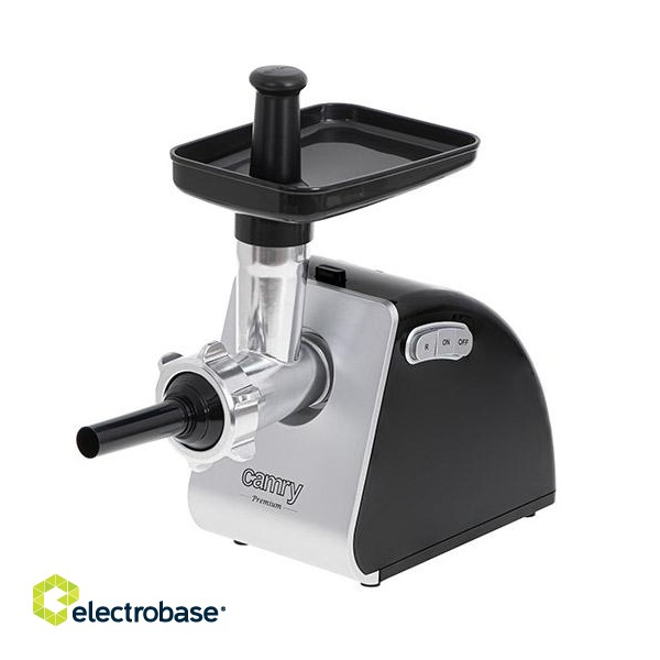 Camry | Meat mincer | CR 4812 | Silver/Black | 1600 W | Number of speeds 2 | Throughput (kg/min) 2 | Gullet; 3 strainers; Kebble tip; Pusher; Tray image 2