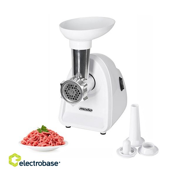 Mesko | Meat mincer | MS 4809 | White | 350 W | Middle size sieve; mince sieve; poppy sieve; plunger; sausage filler image 2