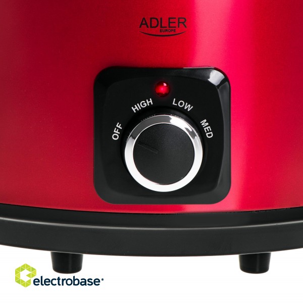 Adler | Slow cooker | AD 6413r | 290 W | 5.8 L | Number of programs 3 | Red image 7