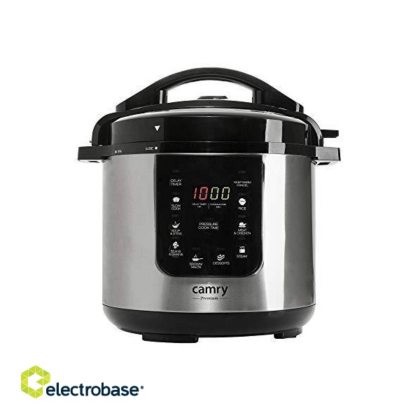 Camry | Pressure cooker | CR 6409 | 1500 W | Alluminium pot | 6 L | Number of programs 8 | Stainless steel/Black image 1