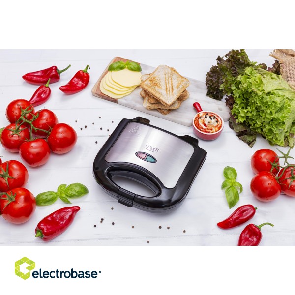 Adler | AD 3015 | Sandwich maker | 750  W | Number of plates 1 | Number of pastry 2 | Black фото 9