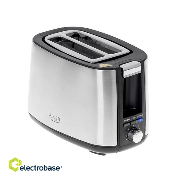Adler | AD 3214 | Toaster | Power 750 W | Number of slots 2 | Housing material Stainless steel | Silver фото 1