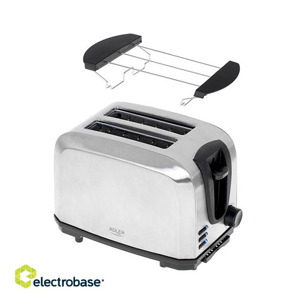 Adler | AD 3222 | Toaster | Power 700 W | Number of slots 2 | Housing material Stainless steel | Silver image 2