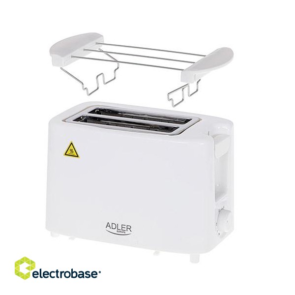 Adler | Toaster | AD 3223 | Power 750 W | Number of slots 2 | Housing material Plastic | White фото 2