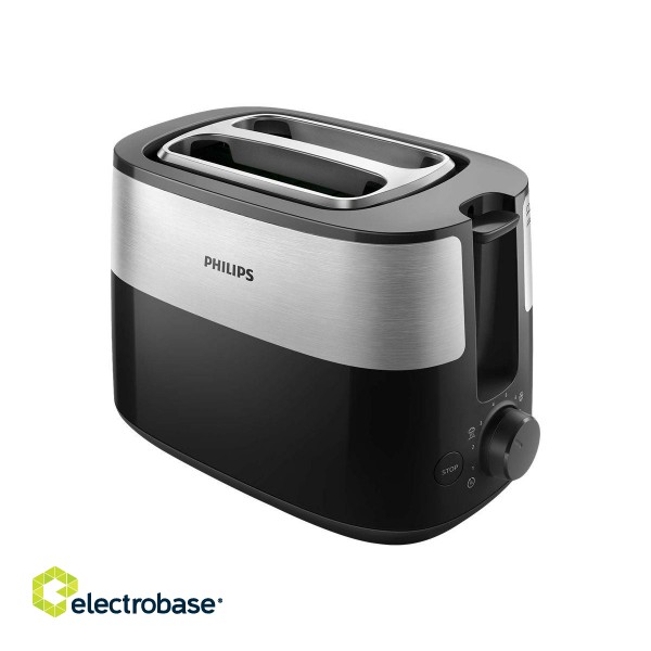 Philips | HD2516/90 Daily Collection | Toaster | Power 830 W | Number of slots 2 | Housing material Plastic | Black image 2