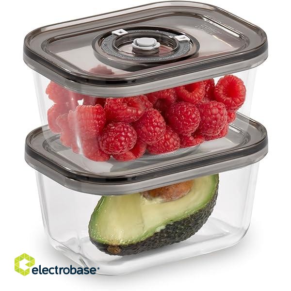 Caso | Glass Vacuum Containers with Plastic Lid (2 pcs) | VacuBoxx Eco-Duo S | Transparent фото 1