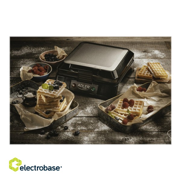 Adler | Waffle maker | AD 3036 | 1500 W | Number of pastry 4 | Belgium | Black фото 9