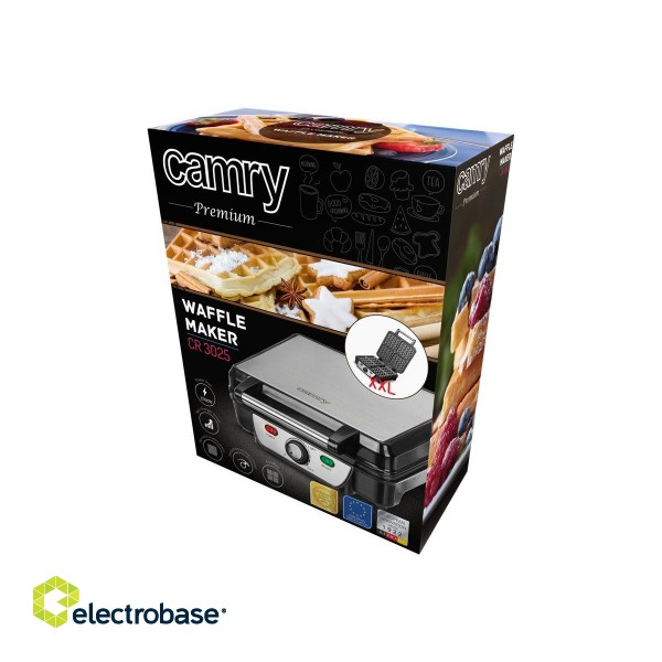 Camry | CR 3025 | Waffle maker | 1150 W | Number of pastry 4 | Belgium | Black/Stainless steel image 3