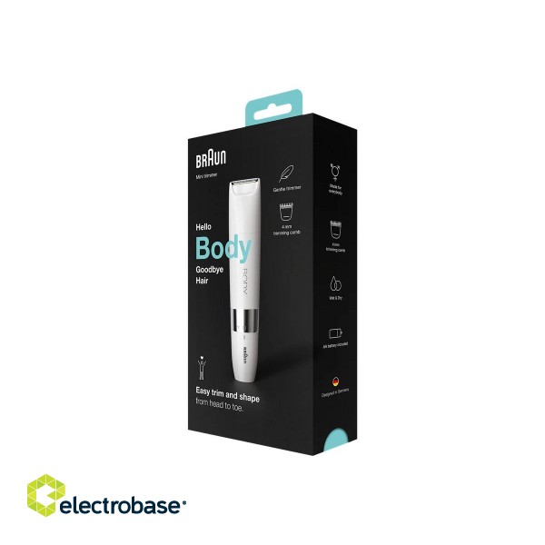 Braun | Body Mini Trimmer | BS1000 | Bulb lifetime (flashes) Not applicable | Number of power levels 1 | Wet & Dry | White image 5
