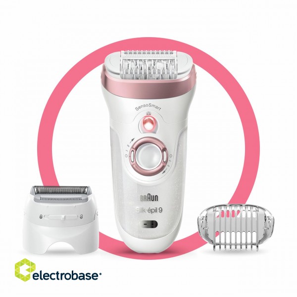 Braun | 9-720 Silk-epil 9 | Epilator | Operating time (max)  min | Bulb lifetime (flashes) | Number of power levels | Wet & Dry | White/Pink image 1