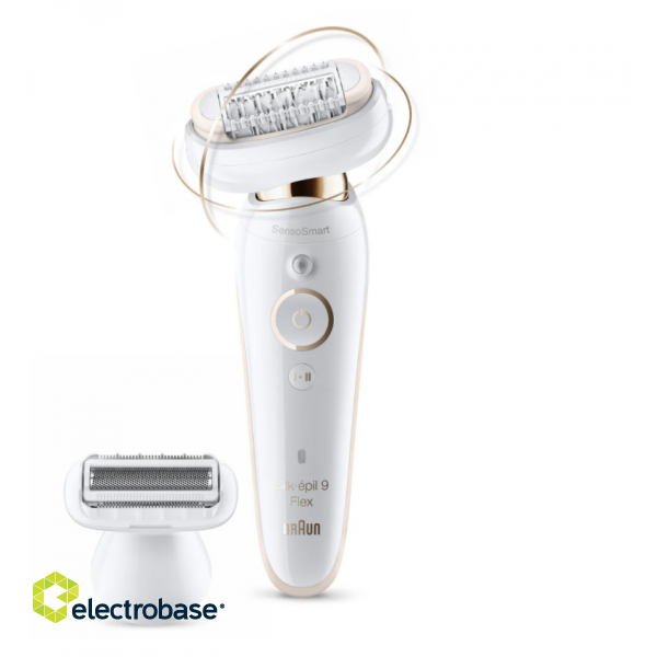 Braun | Silk-epil 9 Flex SES9002 | Epilator | Operating time (max) 40 min | Bulb lifetime (flashes) Not applicable | Number of power levels 2 | Wet & Dry | White/Gold paveikslėlis 1