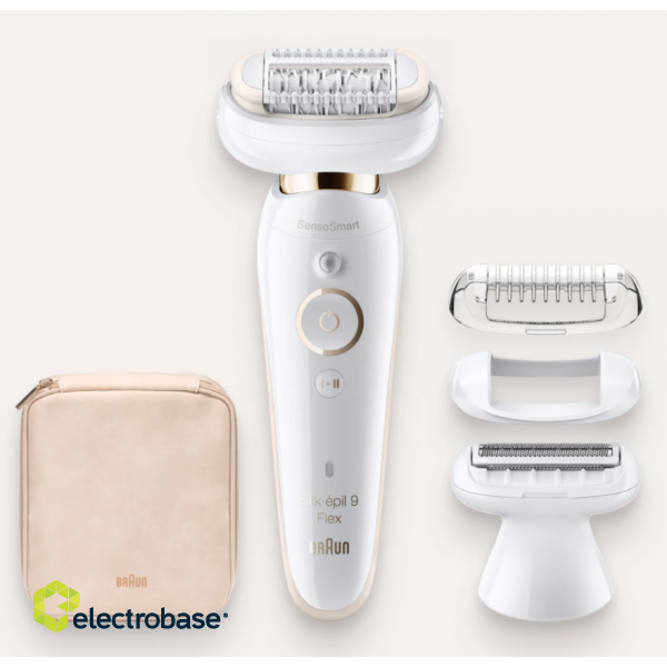 Braun | Silk-epil 9 Flex SES9002 | Epilator | Operating time (max) 40 min | Bulb lifetime (flashes) Not applicable | Number of power levels 2 | Wet & Dry | White/Gold image 2