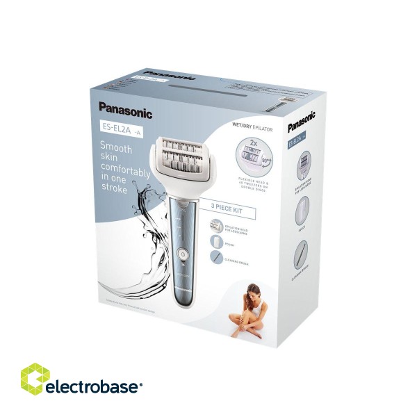Panasonic | ES-EL2A-A503 | Epilator | Operating time (max) 30 min | Number of power levels 3 | Wet & Dry | Grey/White фото 7