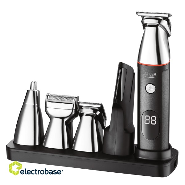 Adler | 5in1 Men’s Grooming Kit | AD 2946 | Cordless | Number of length steps 4 | Black/Stainless Steel paveikslėlis 1