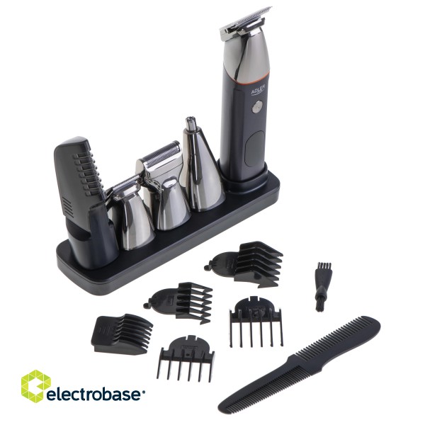 Adler | 5in1 Men’s Grooming Kit | AD 2946 | Cordless | Number of length steps 4 | Black/Stainless Steel paveikslėlis 2