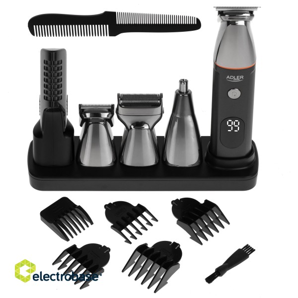 Adler | 5in1 Men’s Grooming Kit | AD 2946 | Cordless | Number of length steps 4 | Black/Stainless Steel paveikslėlis 3