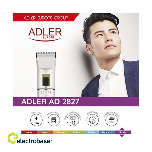 Adler | Hair clipper | AD 2827 | Cordless or corded | Number of length steps 4 | White image 6