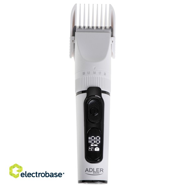 Adler | Hair Clipper with LCD Display | AD 2839 | Cordless | Number of length steps 6 | White/Black image 1