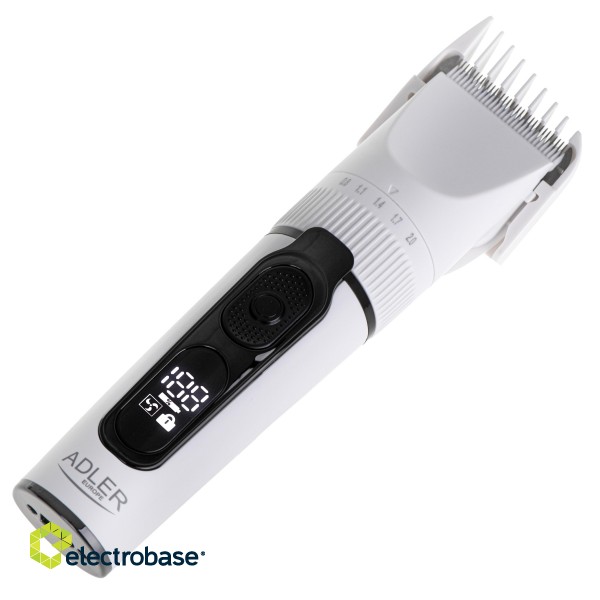 Adler | Hair Clipper with LCD Display | AD 2839 | Cordless | Number of length steps 6 | White/Black image 2