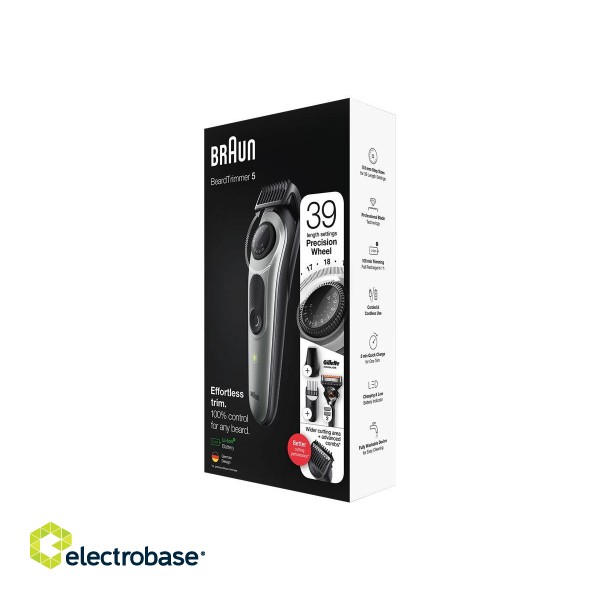 Braun | Beard Trimmer | BT5360 | Cordless and corded | Number of length steps 39 | Black/Silver image 3