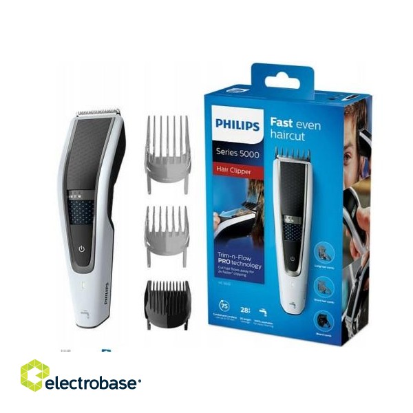 Philips | Hair clipper | HC5610/15 | Cordless or corded | Number of length steps 28 | Step precise 1 mm | Black/Grey фото 6