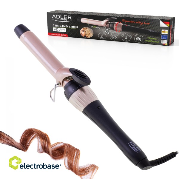 Adler | Curling Iron | AD 2117 | Ceramic heating system | Barrel diameter 25 mm | Temperature (max) 200 °C | 45 W | Black/Pink фото 5
