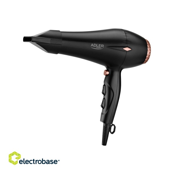 Adler | Hair Dryer | AD 2244 | 2000 W | Number of temperature settings 3 | Ionic function | Diffuser nozzle | Black фото 4