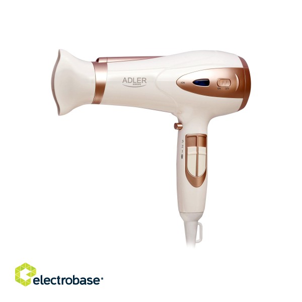 Adler | Hair Dryer | AD 2248 | 2400 W | Number of temperature settings 3 | Ionic function | Diffuser nozzle | White фото 2